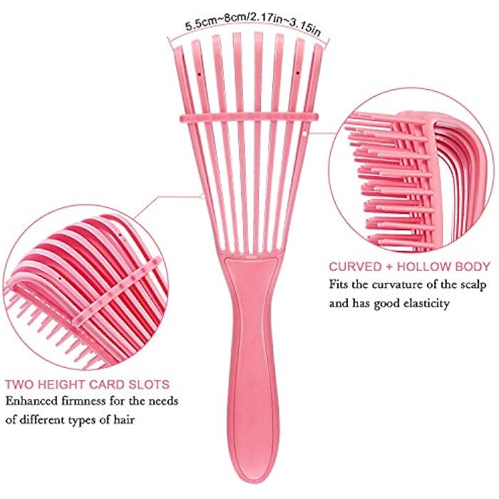 BOAO 2 Pieces Detangling Brush for Afro America/African Hair Textured 3a to 4c Wavy/Curly/Coily/Wet/Dry/Oil/Thick/Long Hair, Knots Detangler Easy to Clean (Pink, Purple) - Image 3